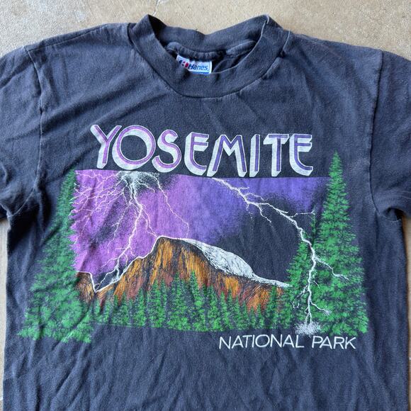VINTAGE 80S YOSEMITE NATIONAL PARK T-SHIRT NATURE FADED GRAPHIC MENS SMALL - Picture 2 of 5